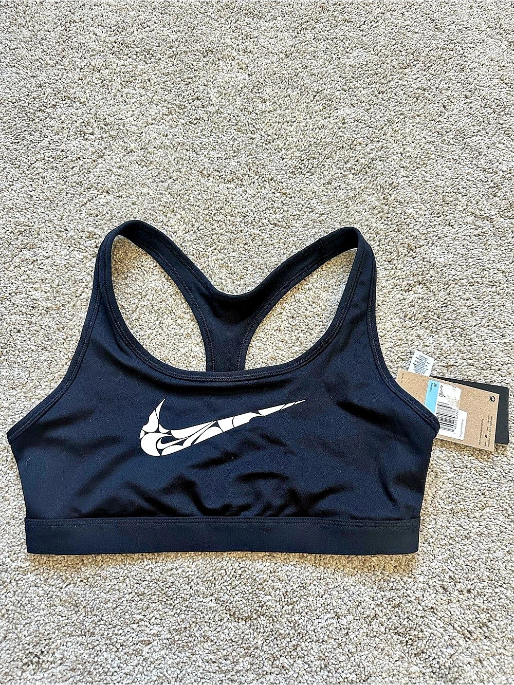 Nike Swoosh Light Support Sports Bra Black & White Medium